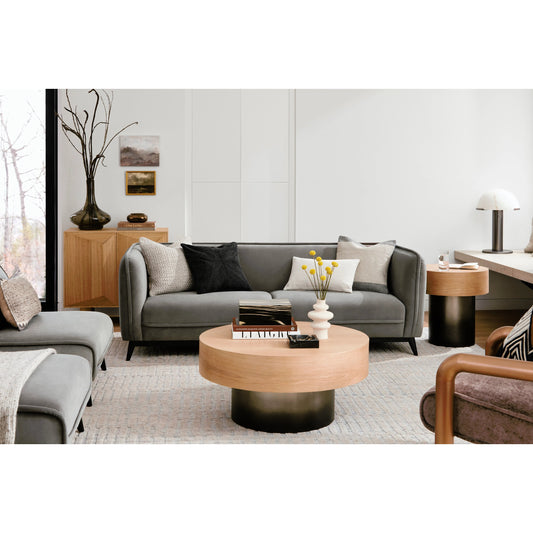 Bruce Sofa - 497468 by Surya in black, medium gray and painted. Made from polyester upholstery: polyester, rubber wood, polyurethane foam, dacron in a modern style.