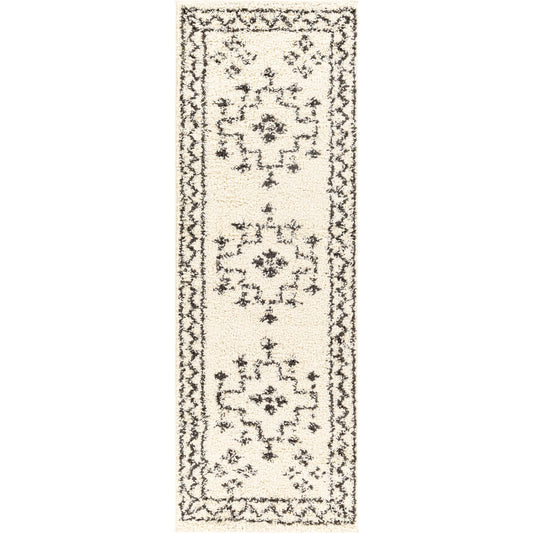 Beni BSH-2320 Shag Rug by Livabliss in black, cream. Made from 100% polypropylene in a traditional style.