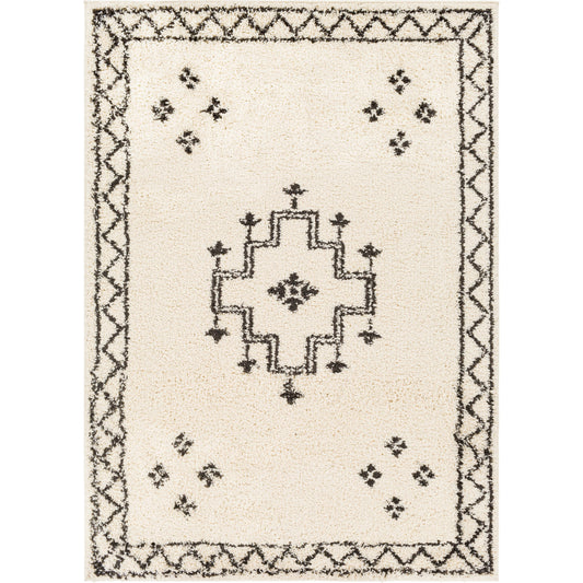 Beni BSH-2320 Shag Rug by Livabliss in black, cream. Made from 100% polypropylene in a traditional style.