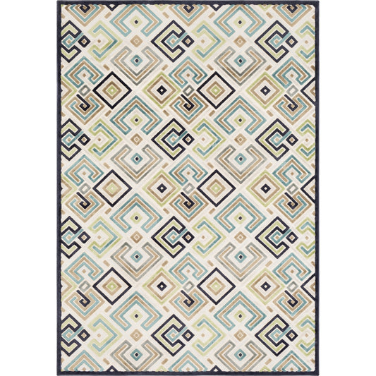 BSL-7228 Rug by Livabliss in light beige, taupe, ink blue, gray, light olive, teal. Made from 60% viscose, 40% chenille in a unique style.