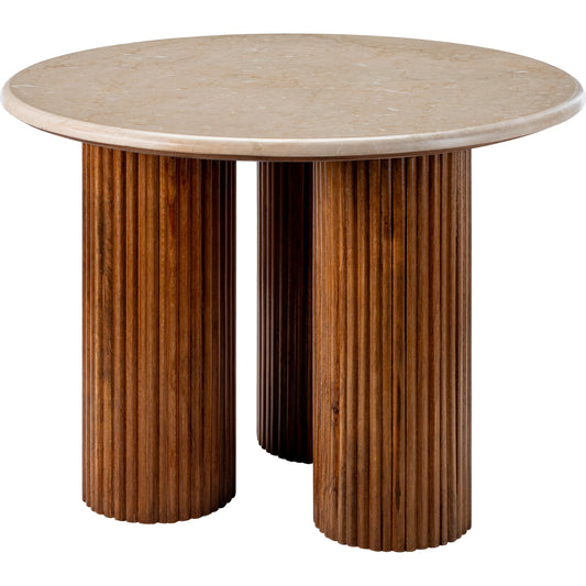 Basilia End Table - 531987 by Surya in ivory, brown. Made from top: marble, base: mango wood in a modern style.