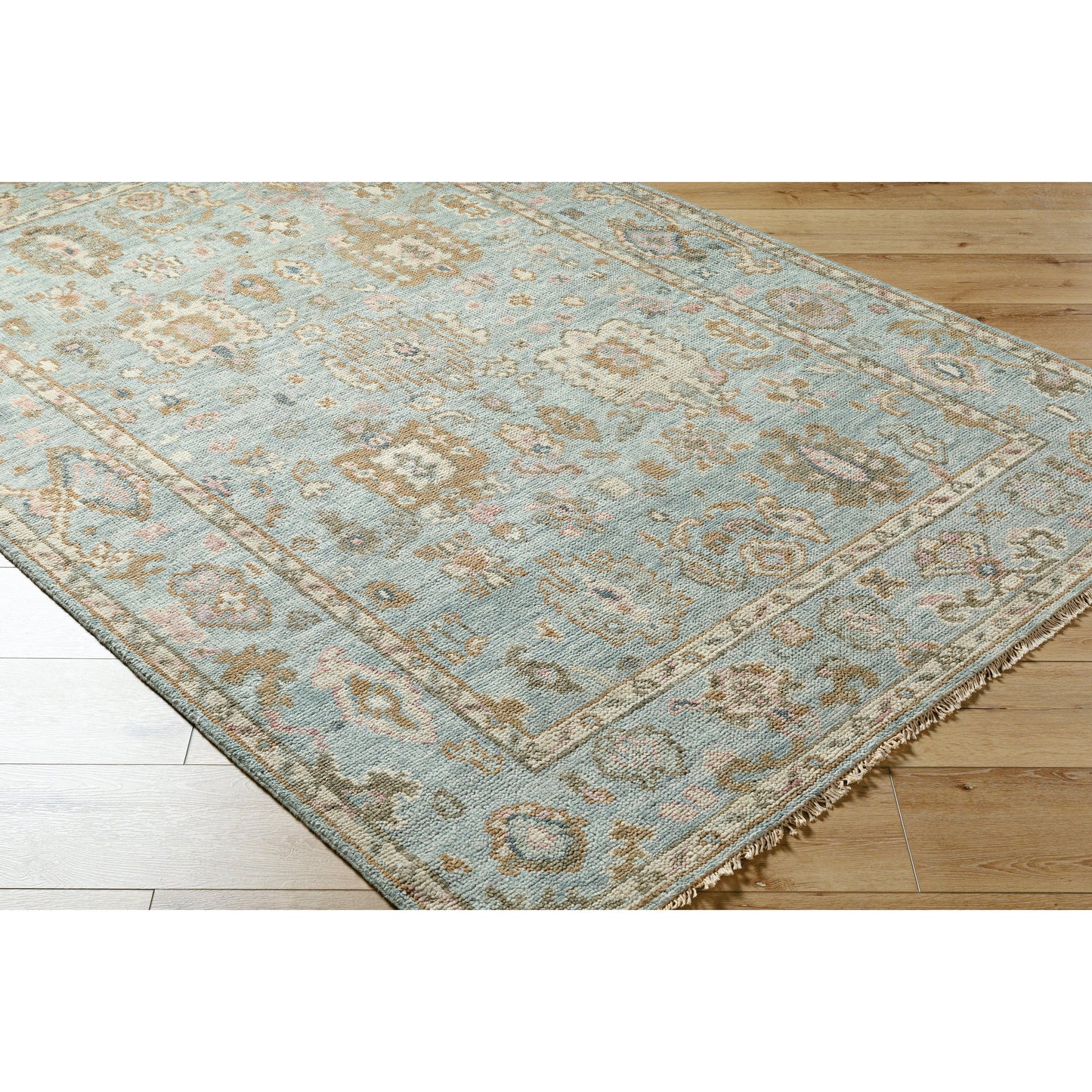 005 SI-1877805,SI-1877806,SI-1877807,SI-1877808,SI-1877809 | Closeup | Biscayne Rug - 25932 by Surya in peach, dusty sage. Made from 100% new zealand wool in a unique style.