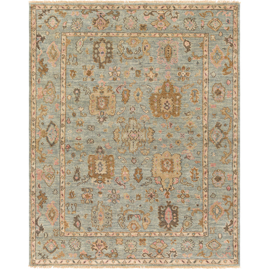 Biscayne Rug - 25932 by Surya in peach, dusty sage, sage, light brown, olive, rose. Made from 100% new zealand wool in a unique style.