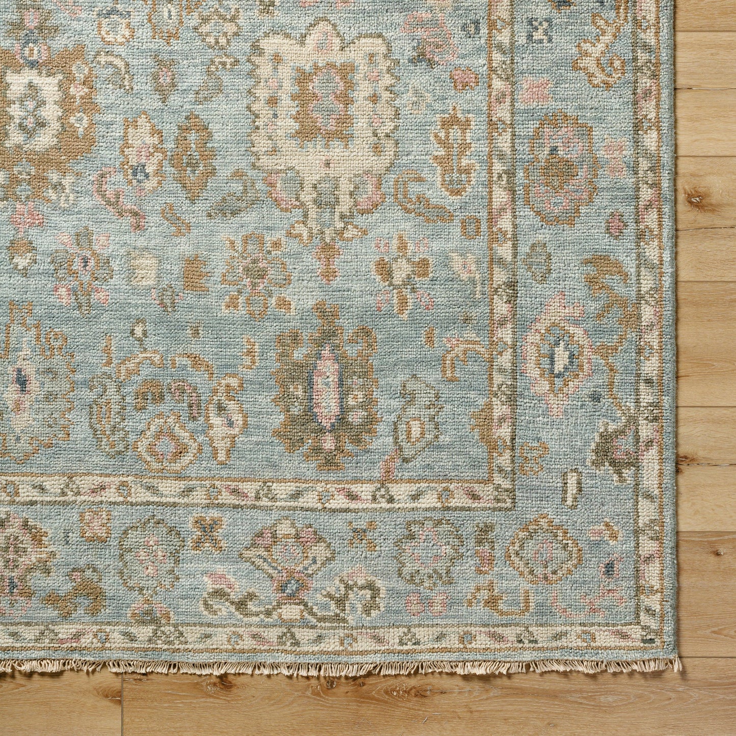 006 SI-1877805,SI-1877806,SI-1877807,SI-1877808,SI-1877809 | Closeup | Biscayne Rug - 25932 by Surya in peach, dusty sage. Made from 100% new zealand wool in a unique style.