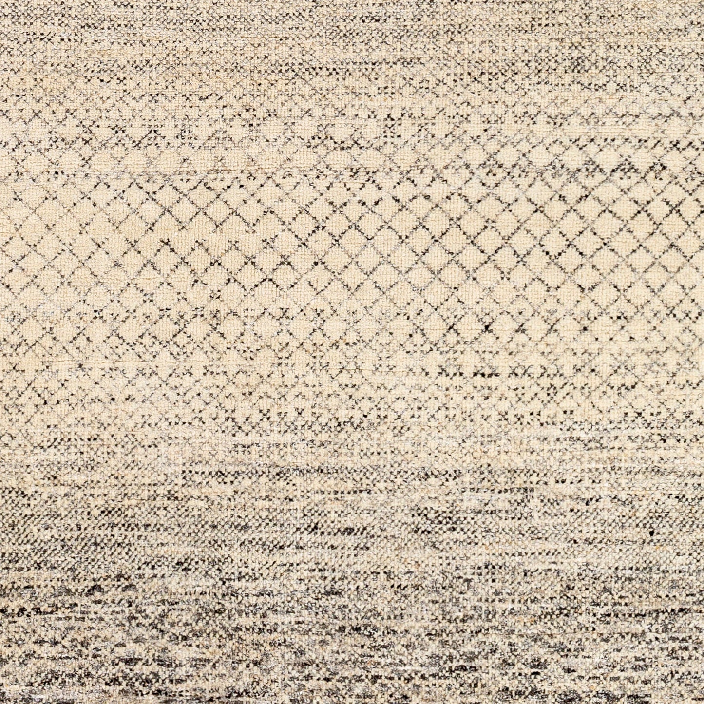 003 SI-1877703,SI-1877704,SI-1877705,SI-1877706,SI-1877707 | Closeup | Bethesda Rug - 30235 by Surya in charcoal, medium gray, light gray, black, oatmeal. Made from 70% wool, 30% viscose in a unique style.