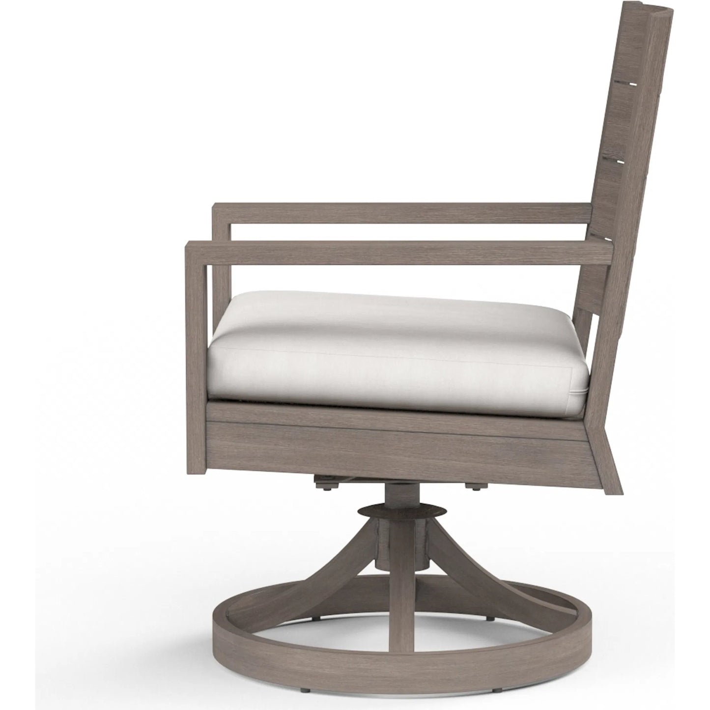 003 SI-2166946 | Additional Silo | Laguna Outdoor Swivel Dining Chair by Sunset West in driftwood. Made from aluminum in a modern style.