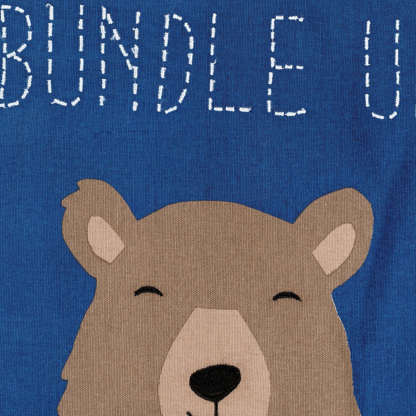 003 SI-1878424,SI-1878425,SI-1878426,SI-1878427,SI-1878428,SI-1878429 | Closeup | Bundle Up Bear Pillow - 13094 by Surya in dark blue. Made from 100% cotton in a unique style.