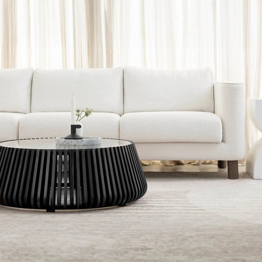 Bungalow Coffee Table by LH Imports. Made from acacia wood, tempered clear glass in a modern style.