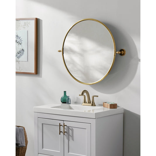 Burnish Round Mirror - 32896 by Surya in antiqued. Made from substrate: manufactured wood in a modern style.