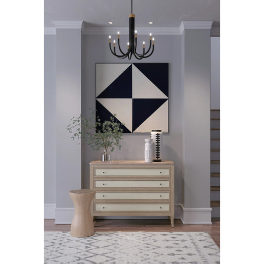 Water Berm Bachelors Chest by Jonathan Charles in bleached oak. Made from oak, faux bone, brass in a transitional style.