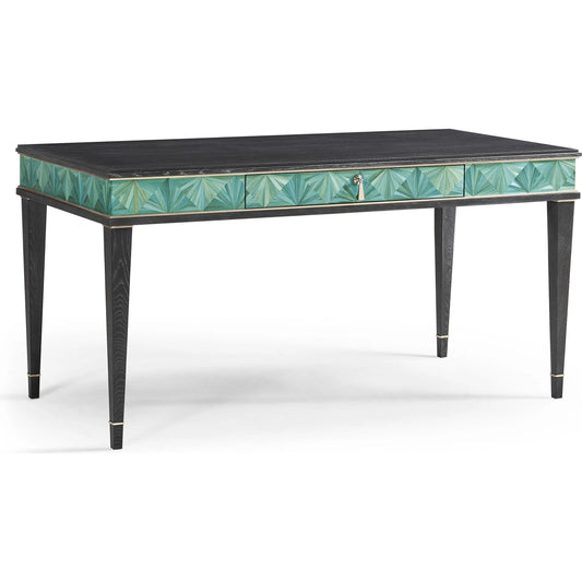 Azura Desk by Jonathan Charles in blue straw. Made from straw in a eclectic & global style.