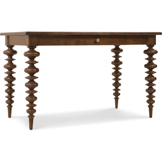Archives Gathering Table by Hooker Furniture in dark wood and classic walnut. Made from cathedral figured walnut veneers, oak veneers, solid wood edged top in a traditional style.