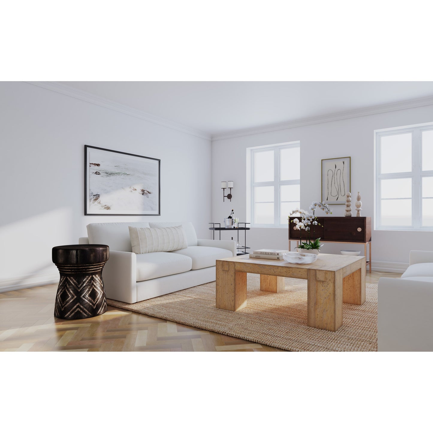 004 SI-1873115 | Lifestyle | Commerce & Market Square Cocktail Table by Hooker Furniture in medium natural wood. Made from mindi solids in a transitional style.