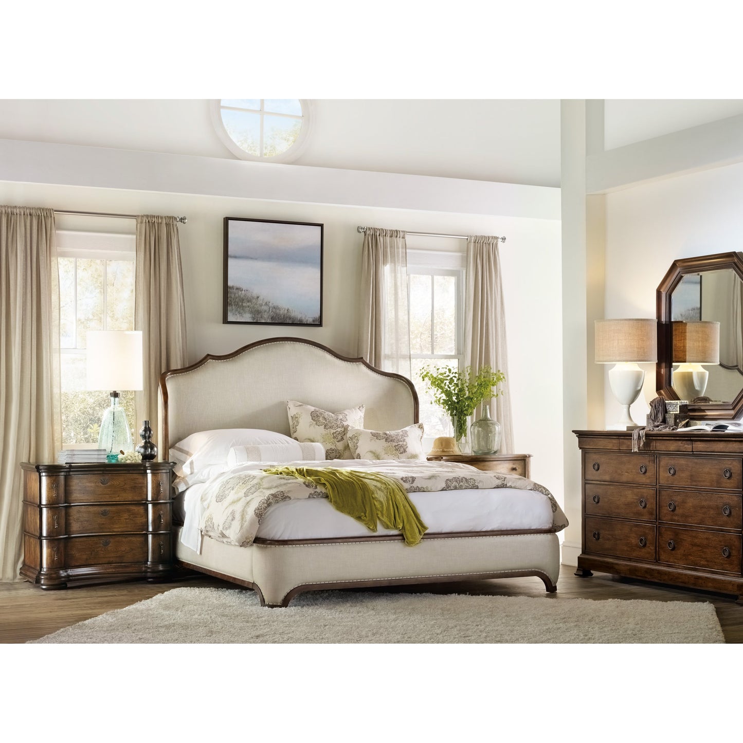 003 SI-1748331 | Lifestyle | Archivist Dresser by Hooker Furniture in pecan. Made from pecky pecan veneers, felt in a traditional style.