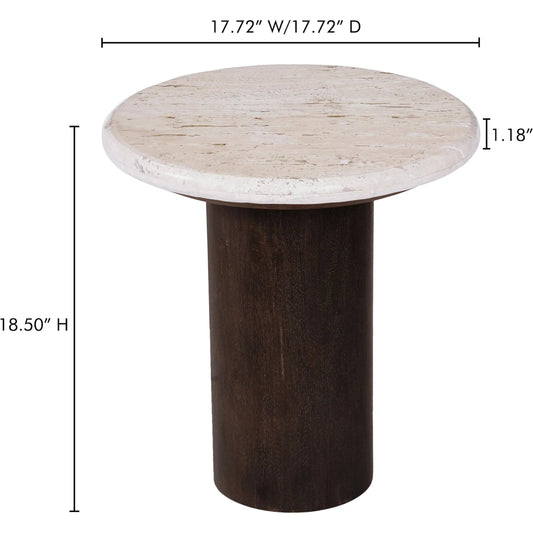 Landon Accent Table by Moe's Home Collection in glazed brown. Made from turkish beige travertine, mango wood in a modern style.