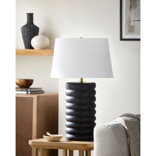 Brienza Accent Table Lamp by Surya. Made from ceramic, linen, plastic, iron in a modern style.
