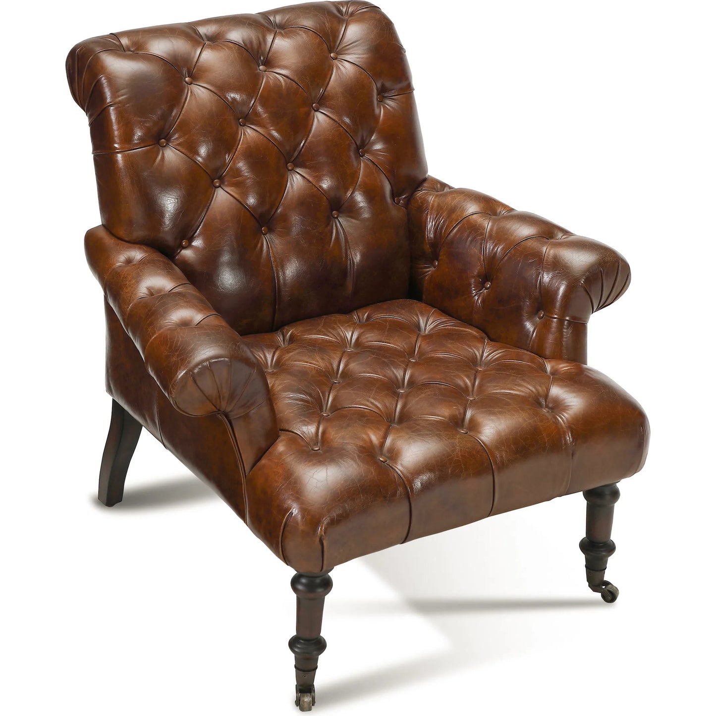 003 SI-2448717 | Additional Silo | Austin Armchair by Zentique in dark brown frame, dark brown leather. Made from rubber wood, top-grain leather in a unique style.
