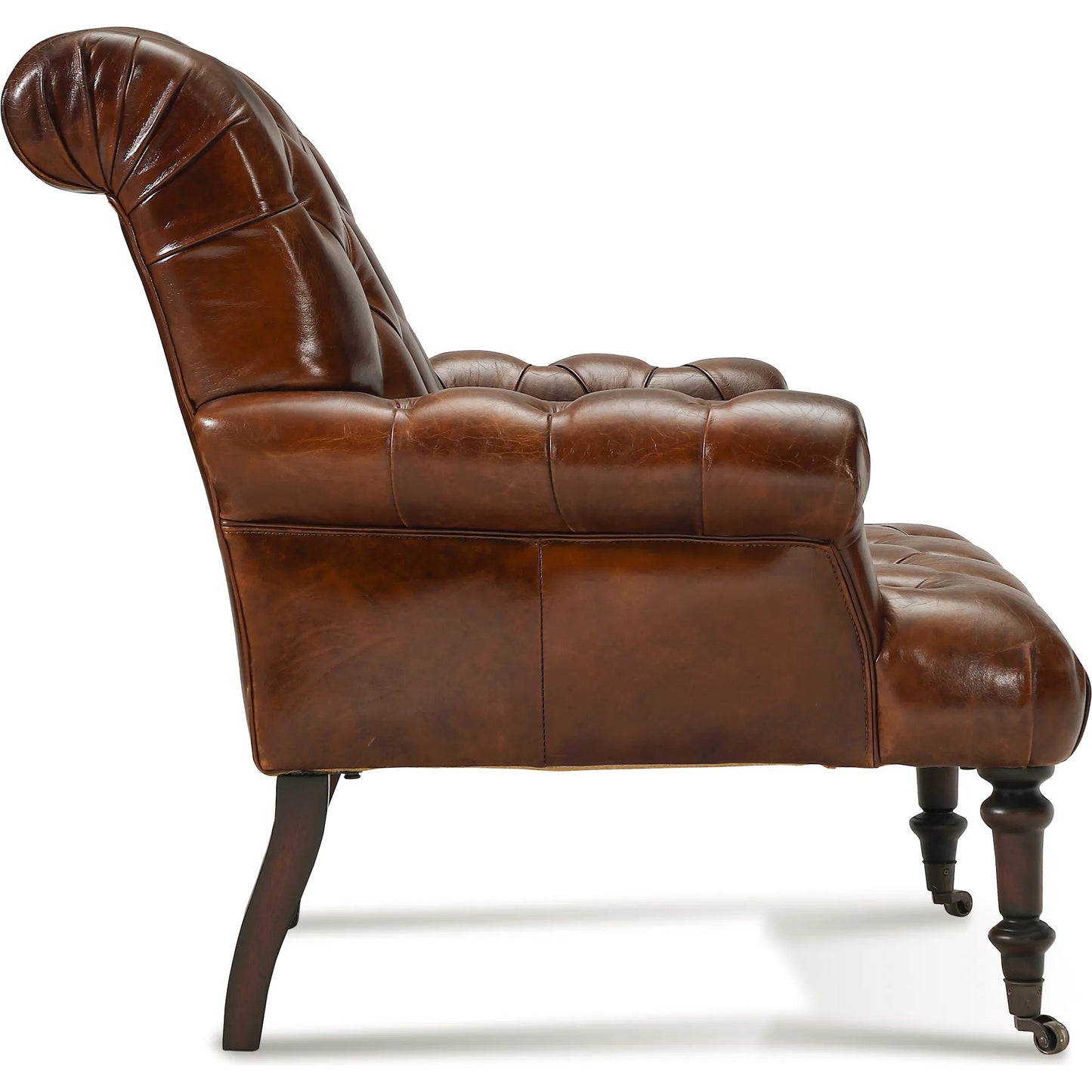 004 SI-2448717 | Additional Silo | Austin Armchair by Zentique in dark brown frame, dark brown leather. Made from rubber wood, top-grain leather in a unique style.