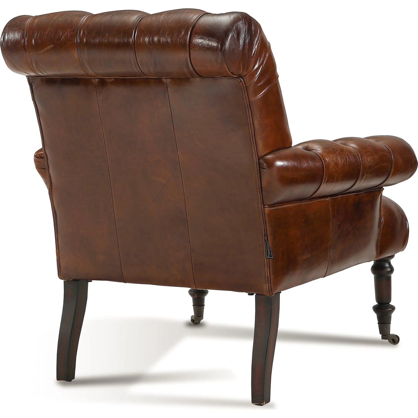 005 SI-2448717 | Additional Silo | Austin Armchair by Zentique in dark brown frame, dark brown leather. Made from rubber wood, top-grain leather in a unique style.