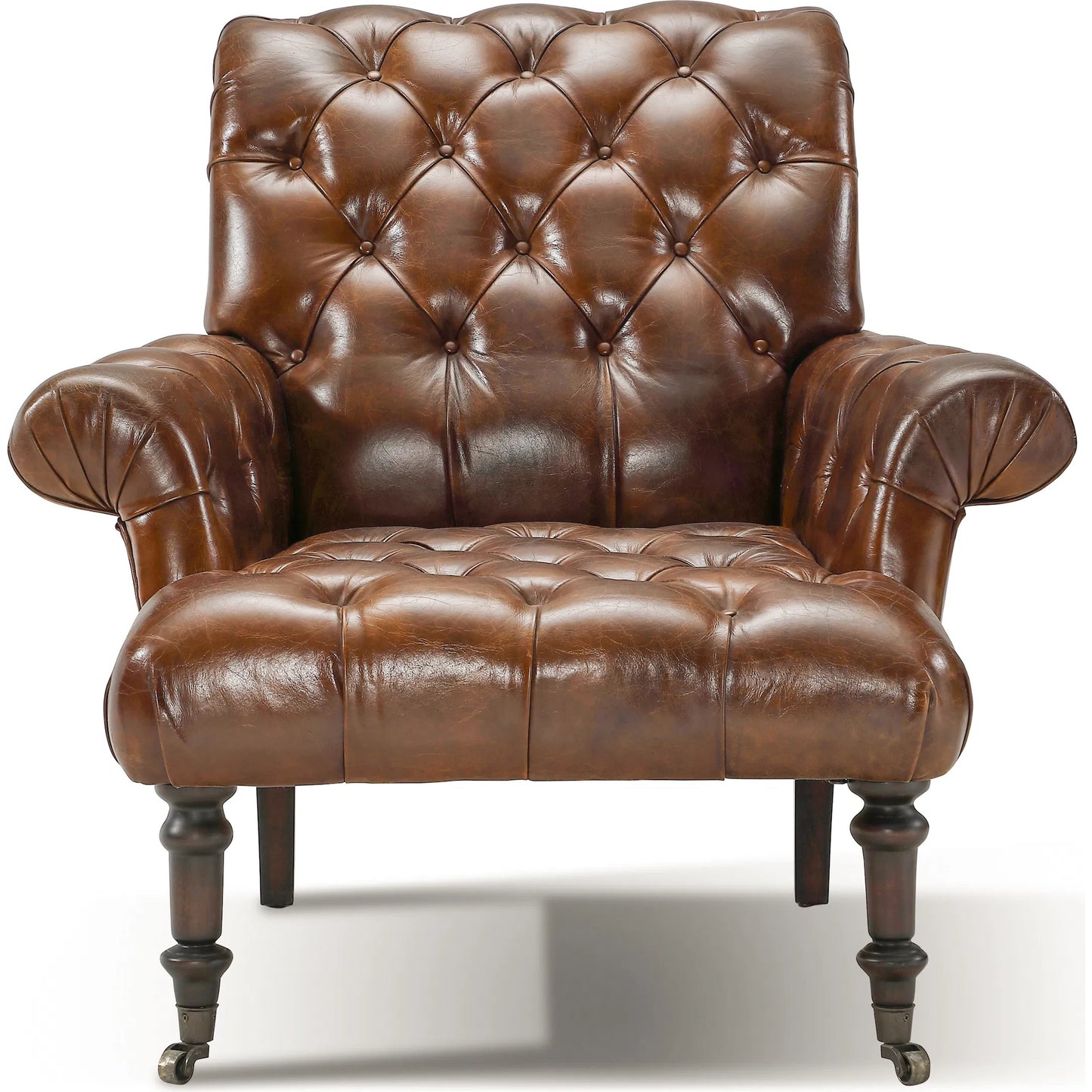 002 SI-2448717 | Additional Silo | Austin Armchair by Zentique in dark brown frame, dark brown leather. Made from rubber wood, top-grain leather in a unique style.