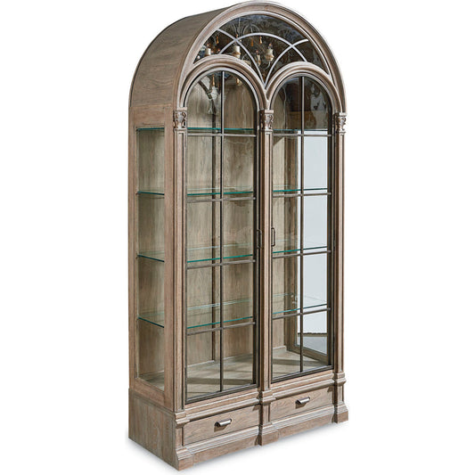 001 SR-881755 | Primary Silo | Arch Salvage Gwynn Curio by A.R.T. Furniture in brown and parch. Made from parrawood solids, cathedral elm veneers, glass accents in a traditional style.