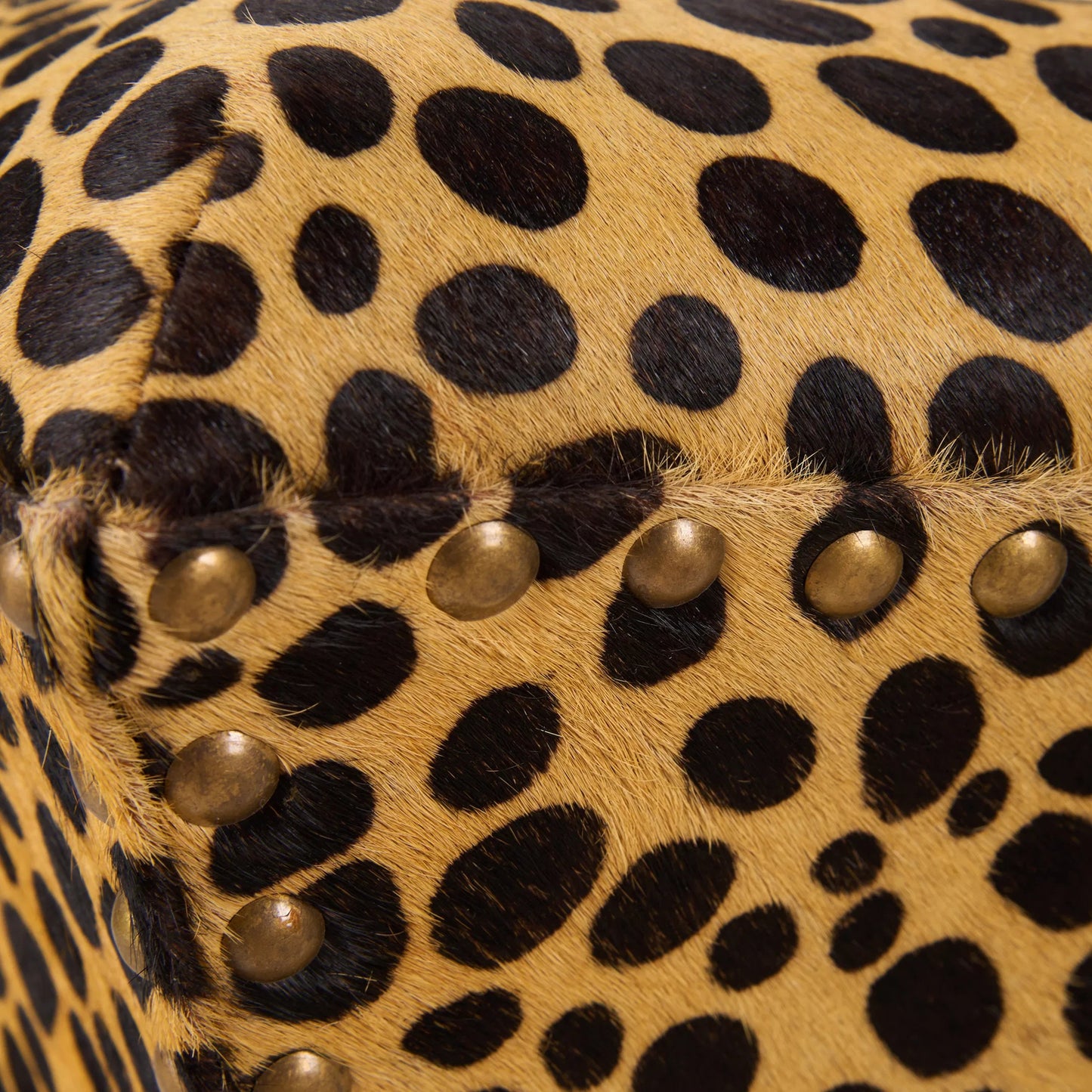 005 SI-2533868 | Closeup | Leopard Ottoman by Chelsea House in orange, black and leopard print. Made from unique in a unique style.