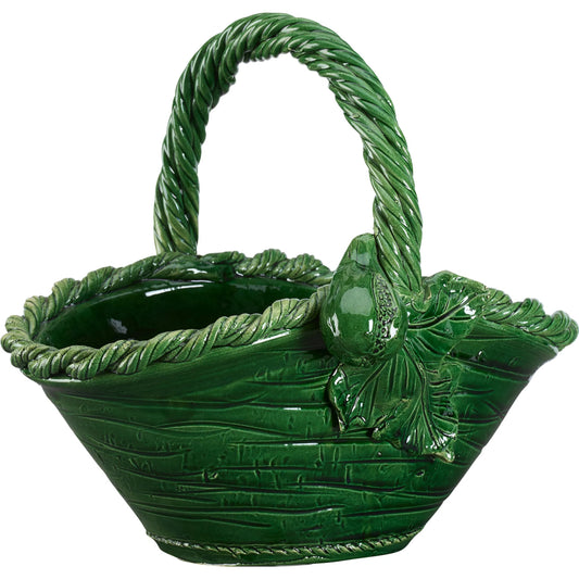 001 SI-2533830 | Primary Silo | Fig Ceramic Basket by Chelsea House in green and green glaze. Made from unique in a unique style.