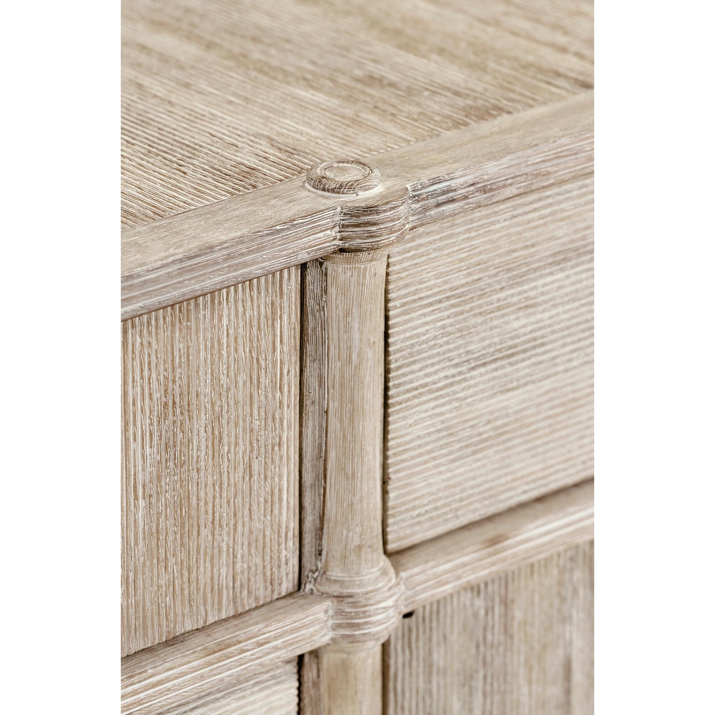 010 SI-1991109 | Closeup | William Yeoward Bywater Credenza by Jonathan Charles in washed acacia. Made from acacia in a modern style.