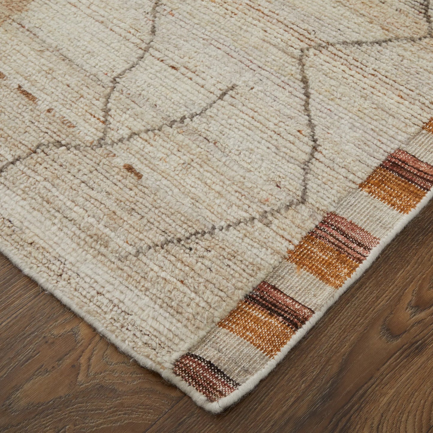 007 SI-2238398,SI-2238399,SI-2238400,SI-2238401,SI-2259674 | Closeup | Kasbah Moroccan Rug - KAS69G0F by Feizy in ivory, tan, orange. Made from wool in a unique style.