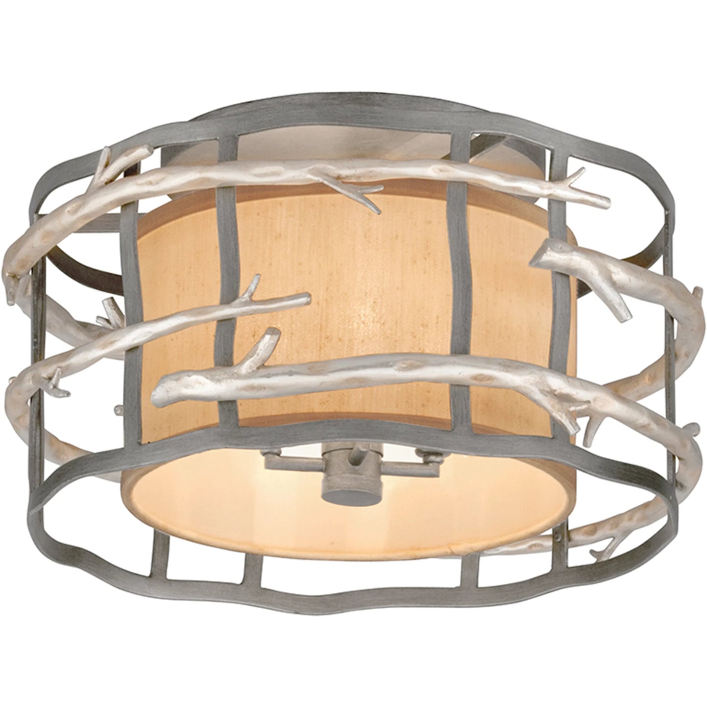 001 SI-2327642 | Primary Silo | Adirondack Flush Mount by Troy in graphite, warm silver leaf. Made from hand worked iron in a unique style.