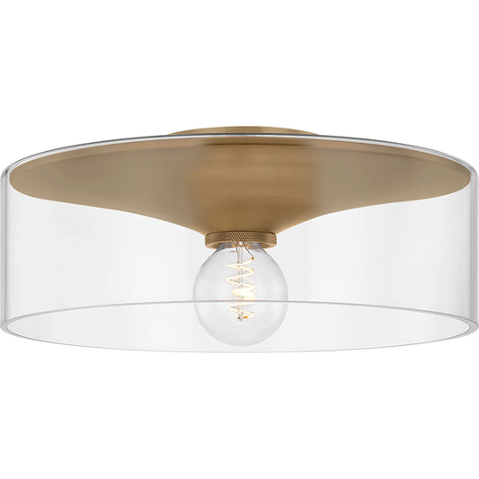 Killian Flush Mount by Troy in patina brass. Made from steel in a transitional style.