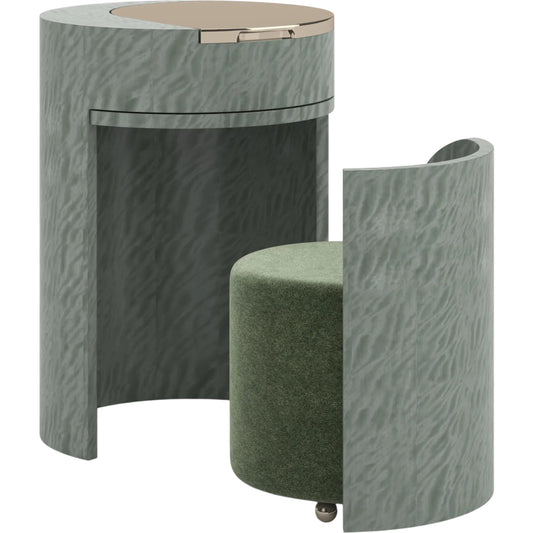 Absinthe Vanity by Caracole in verdigris swirl, gold. Made from metal in a eclectic & global style.