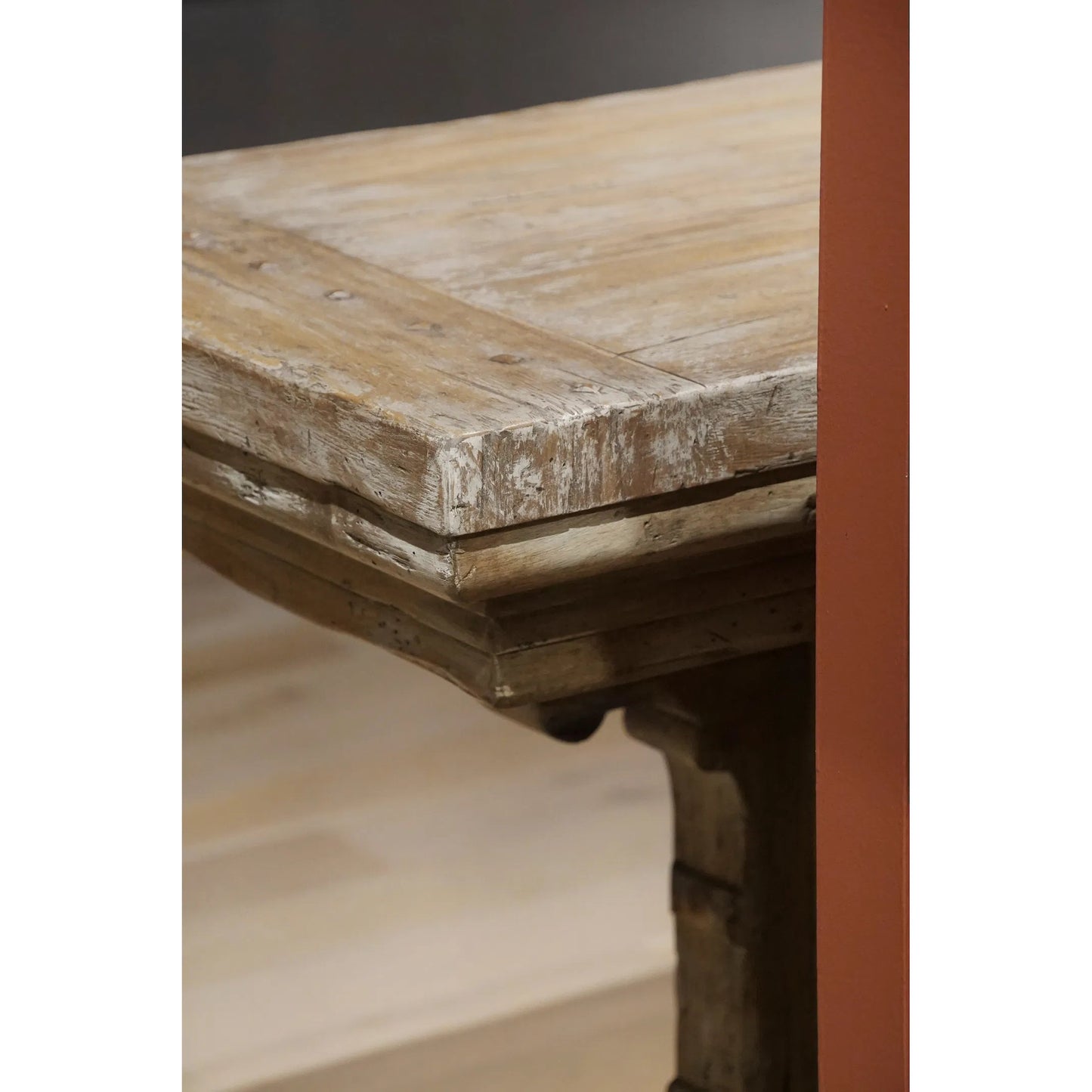 011 SI-2535702 | Closeup | Caldera Pedestal-Base Side Table by Jonathan Charles in light spain painted walnut. Made from main acacia in a unique style.