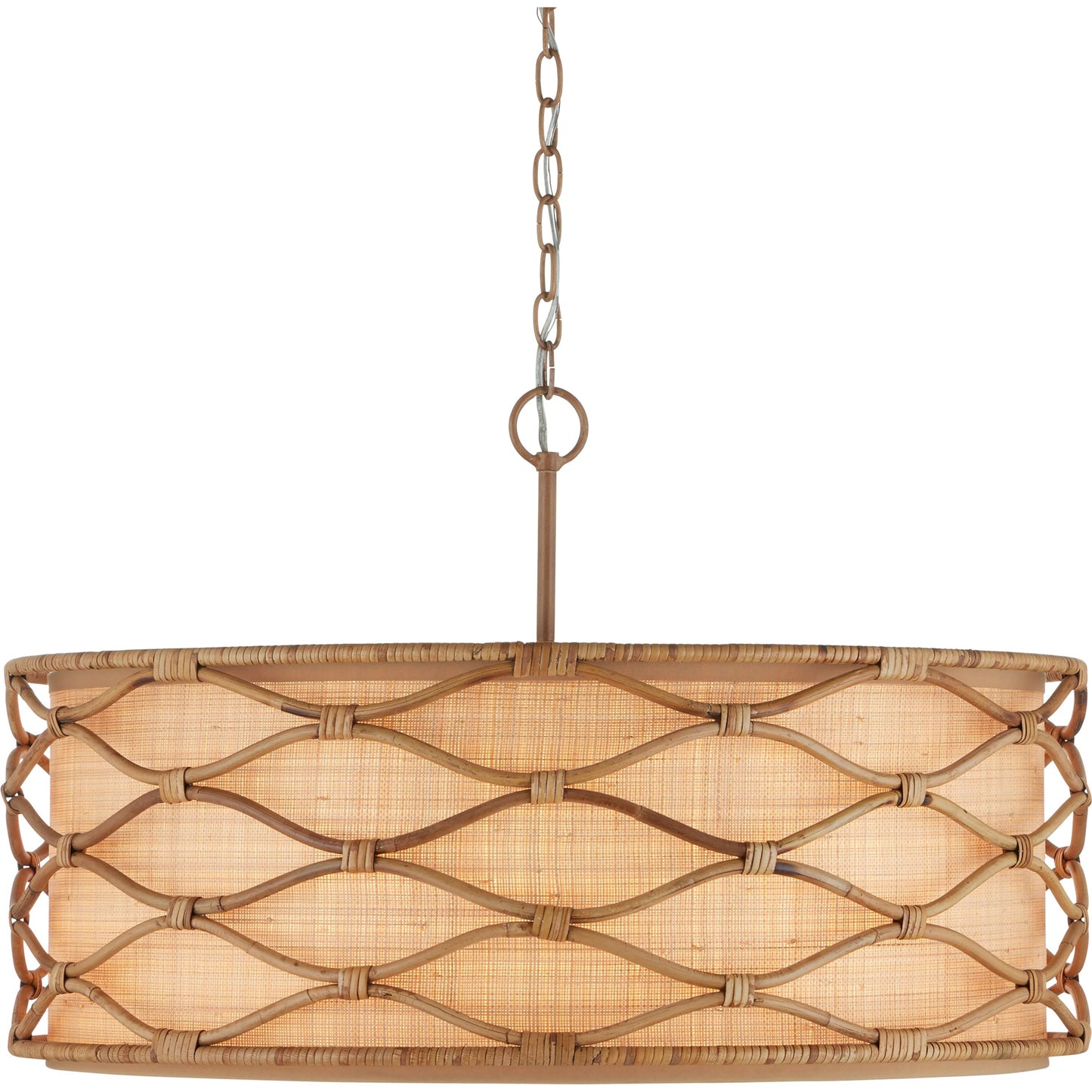 004 SI-2191802 | Additional Silo | Partita Pendant by Currey and Company in saddle tan, natural. Made from wrought iron, rattan in a modern style.