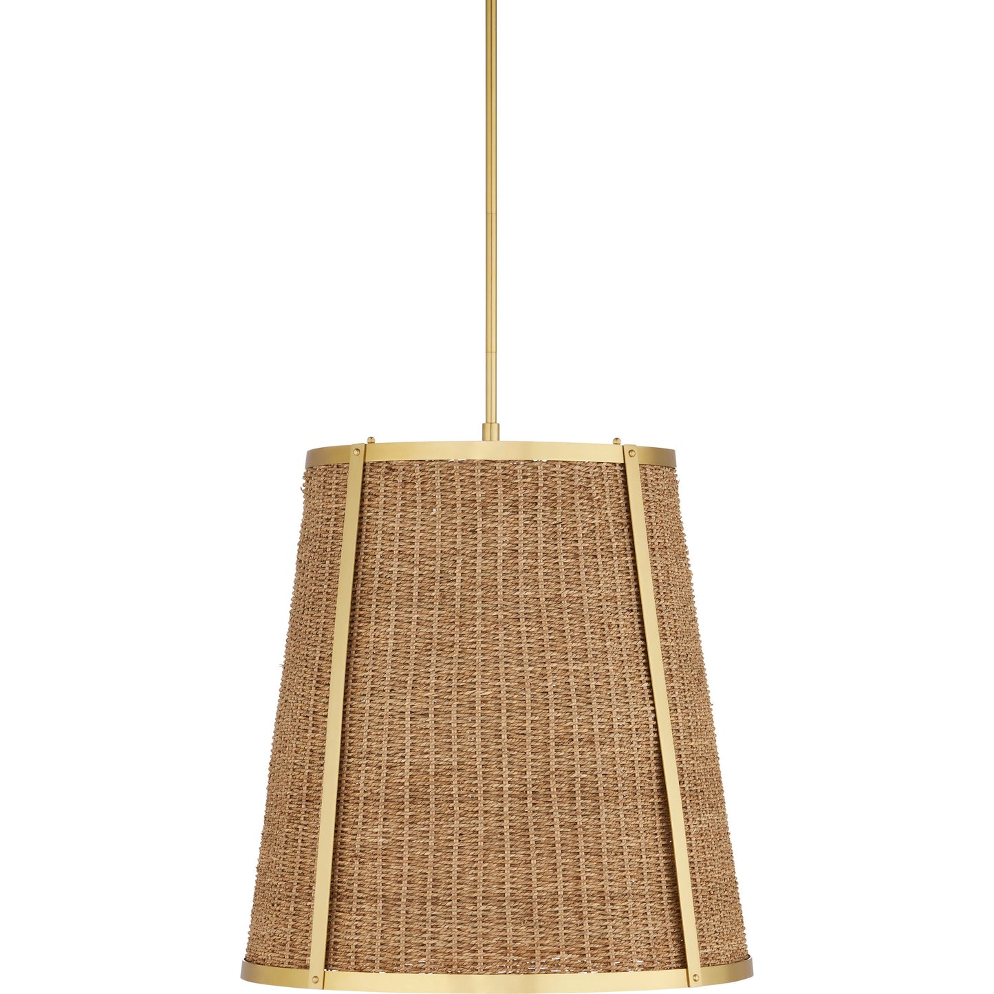 004 SI-2133902 | Additional Silo | Deauville Pendant by Currey and Company in natural, polished brass. Made from seagrass, metal in a cottage & farmhouse style.