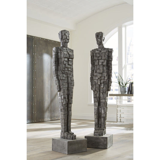 Puzzle Woman Sculpture by Phillips Collection in silver and aluminum. Made from metal in a eclectic & global style.