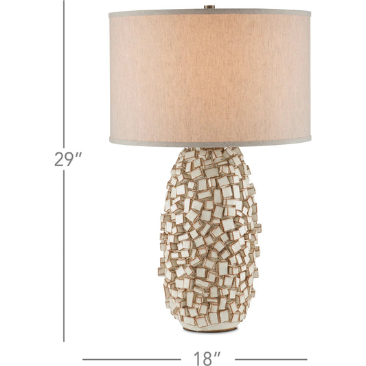Sugar Cube Table Lamp by Currey and Company in ivory, brown. Made from ceramic in a modern style.