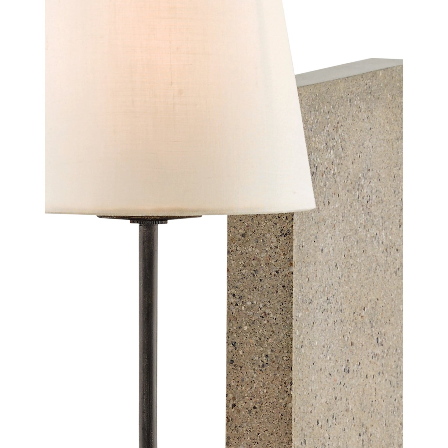 006 S-223362 | Closeup | Oldknow Bookcase Lamp by Currey and Company in polished concrete, aged steel. Made from concrete, wrought iron in a modern style.