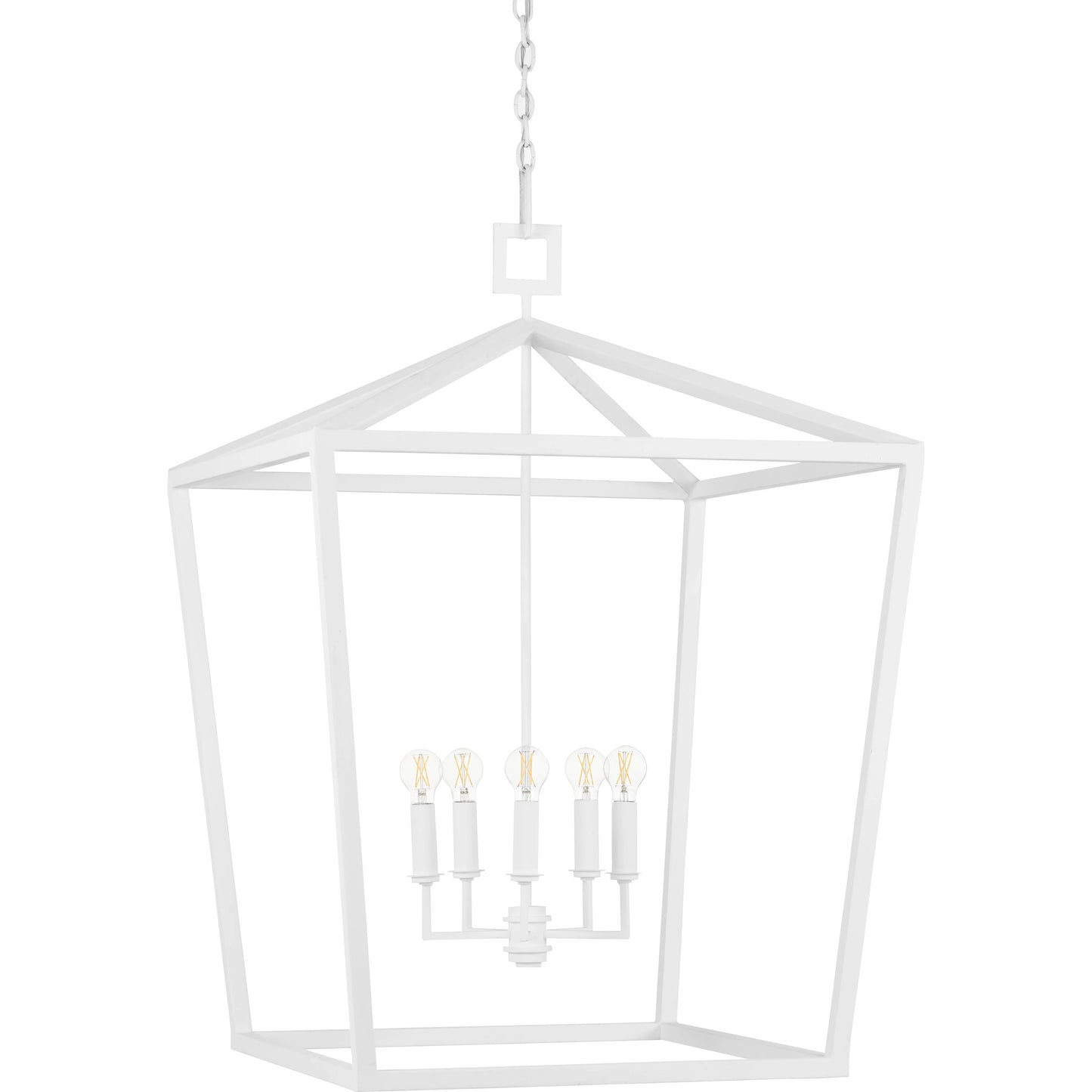 006 SI-1923896 | Closeup | Denison Chandelier by Currey and Company in gesso white. Made from wrought iron in a modern style.