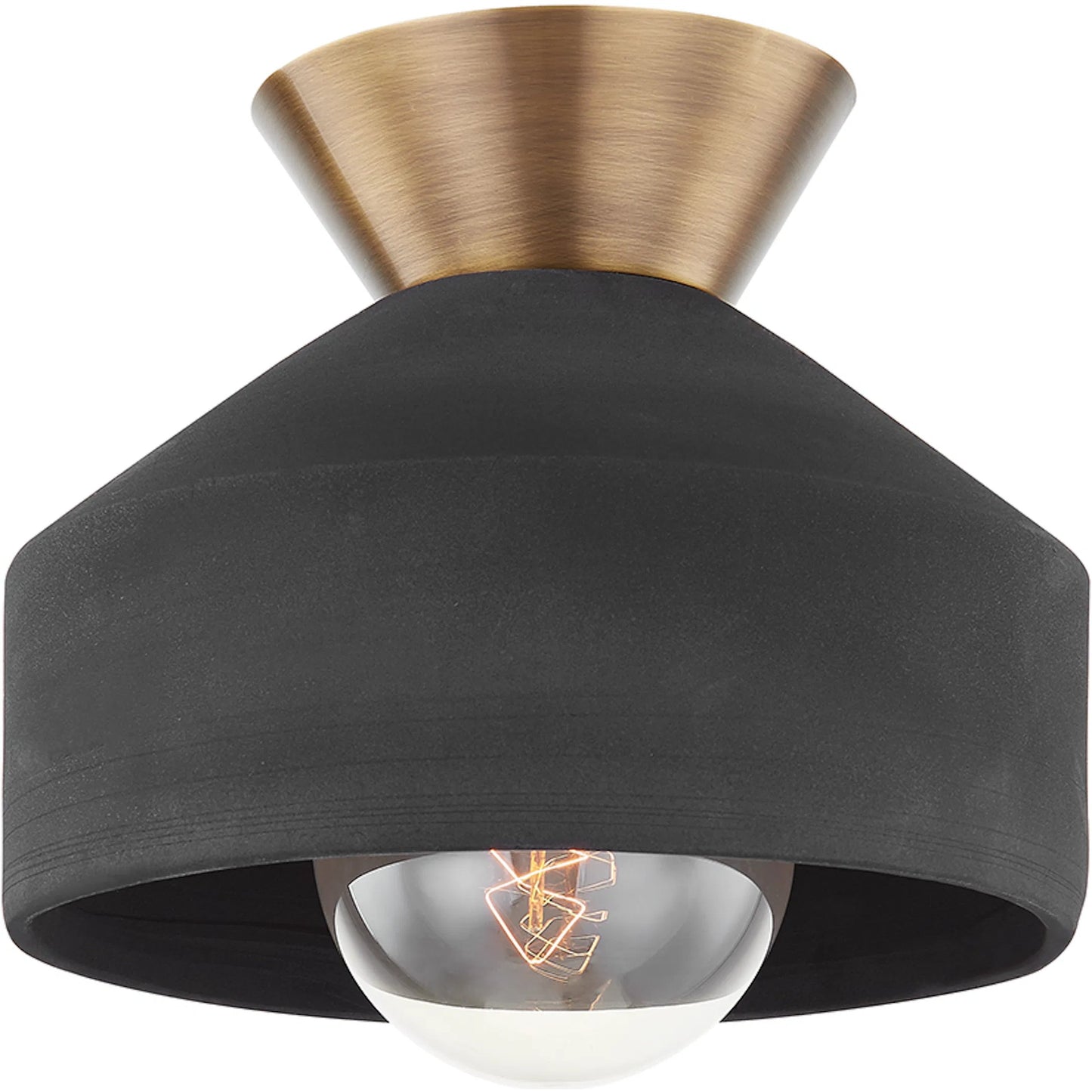 004 SI-2030203 | Primary Silo | Covina Flush Mount by Troy in patina brass. Made from ceramic in a modern style.