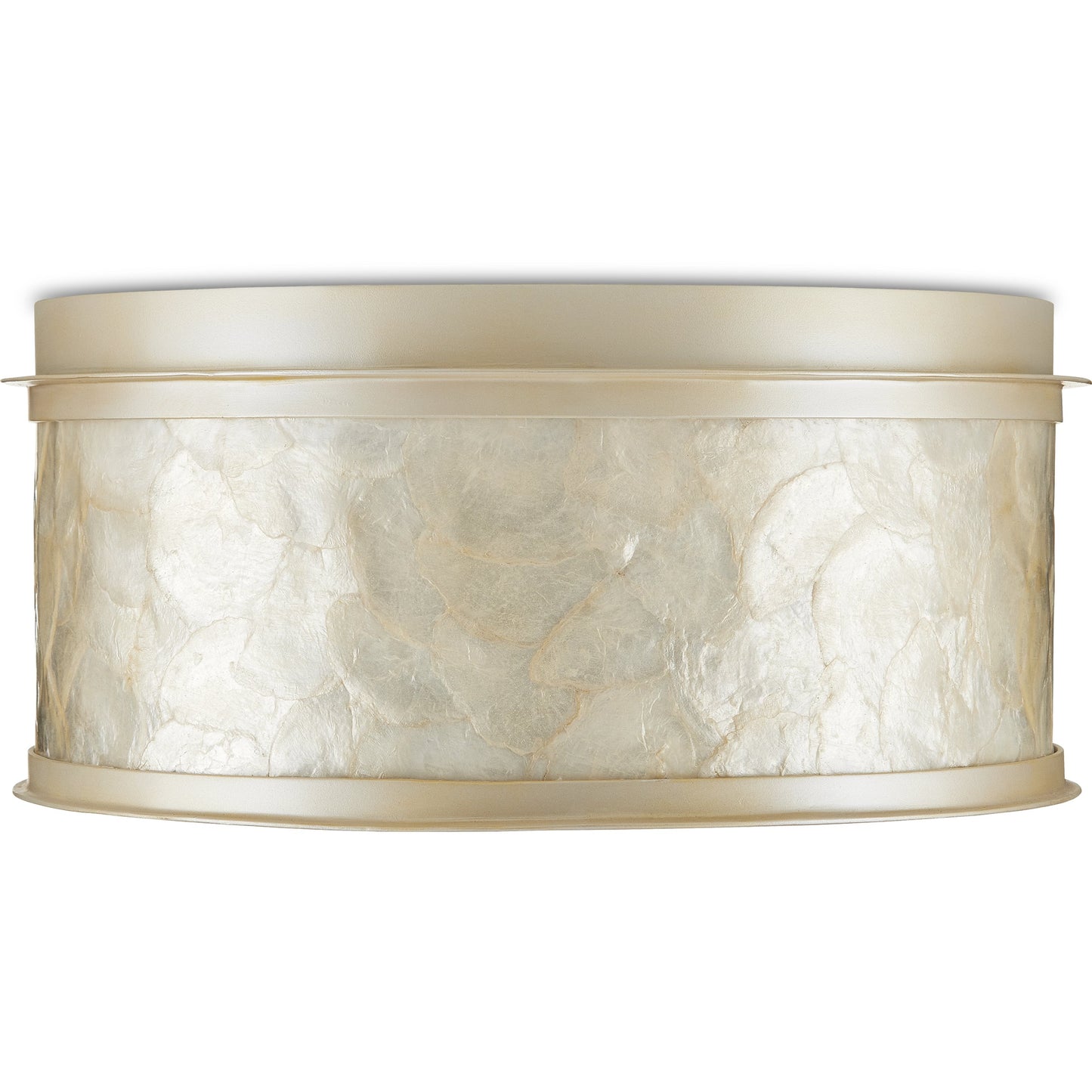 008 SI-1924051 | Additional Silo | Neith Flush Mount by Currey and Company in sea pearl, natural. Made from wrought iron, capiz shell, acrylic diffuser in a transitional style.