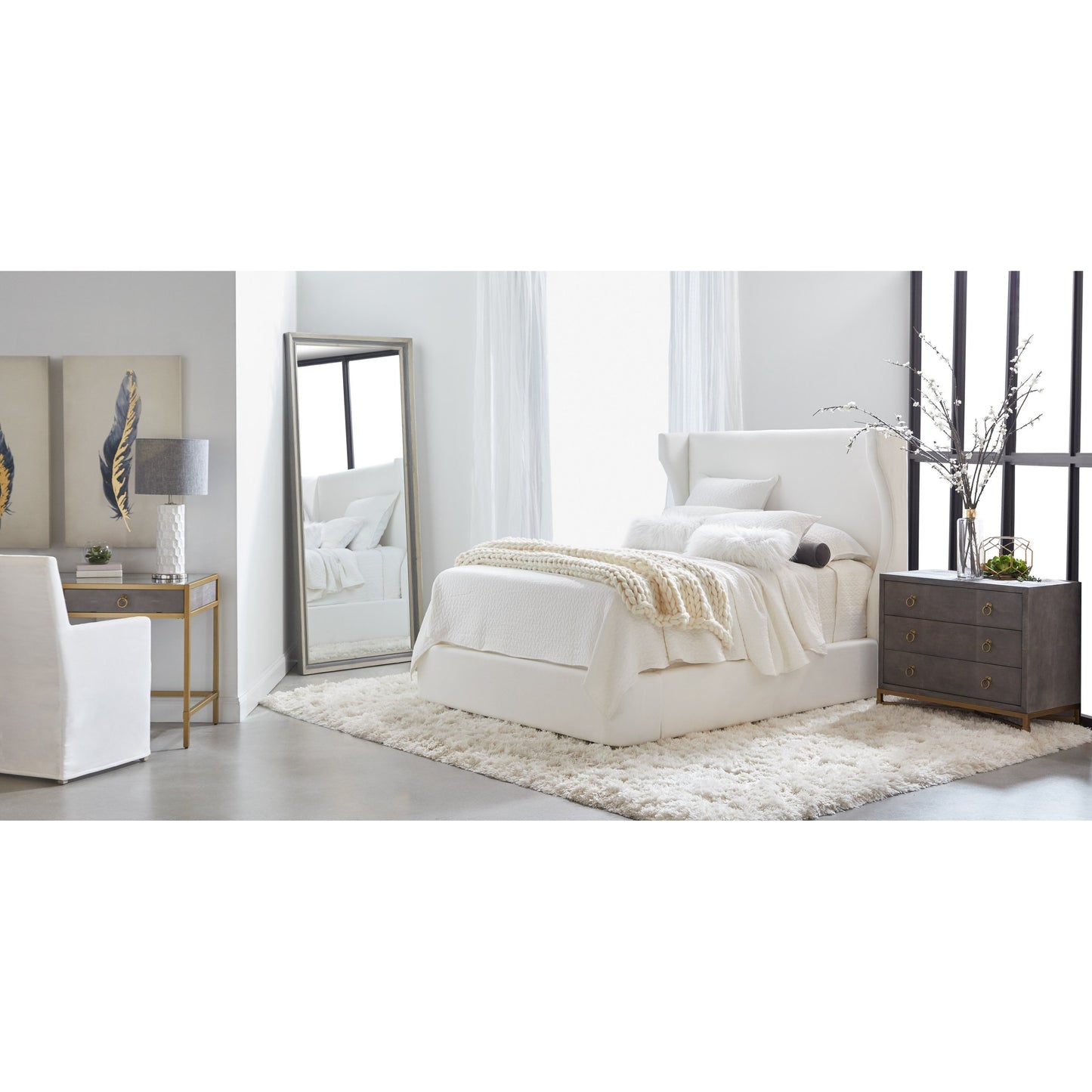 007 SR-387124 | Lifestyle | Caden Mirror by Essentials For Living in cream elm, gray pine. Made from reclaimed elm, reclaimed pine, glass in a modern style.