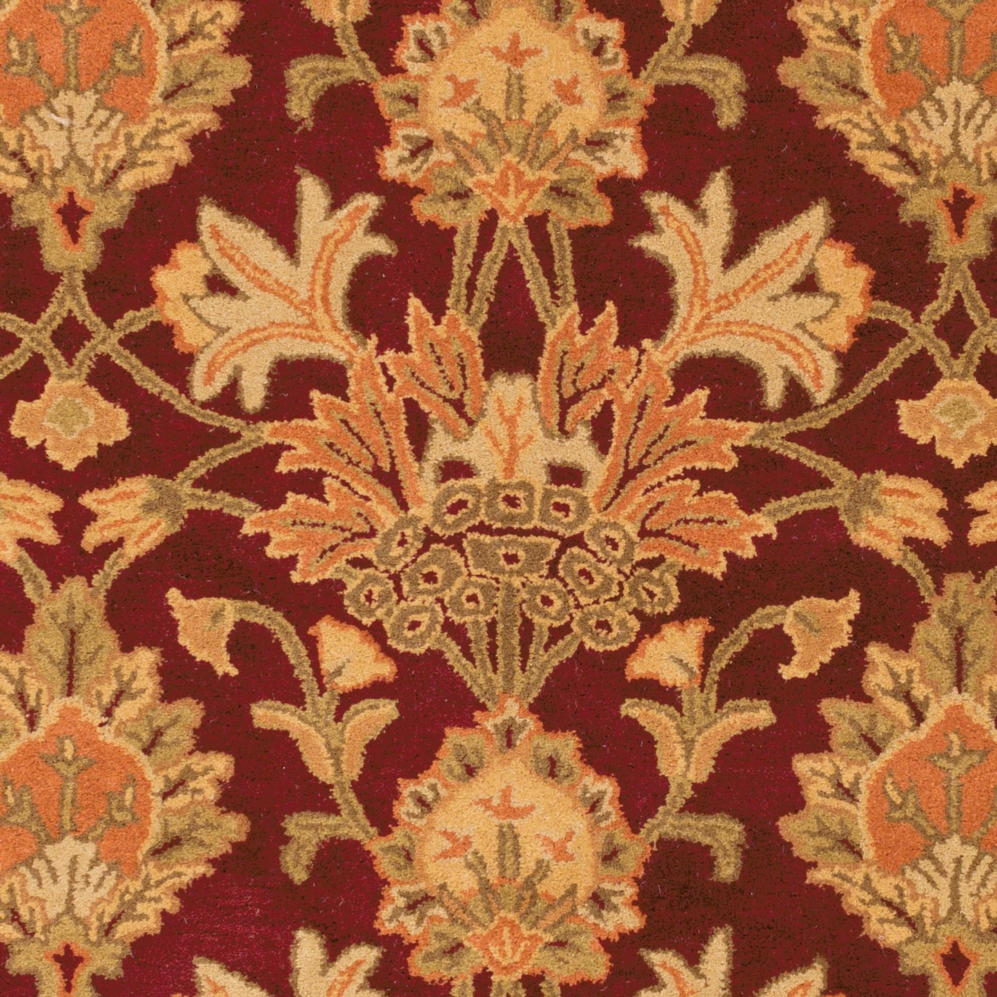 007 61211-9467,61211-9479 | Closeup | Caesar CAE-1155 Rug by Surya in burgandy, tan, rust, camel, olive. Made from 100% wool in a unique style.
