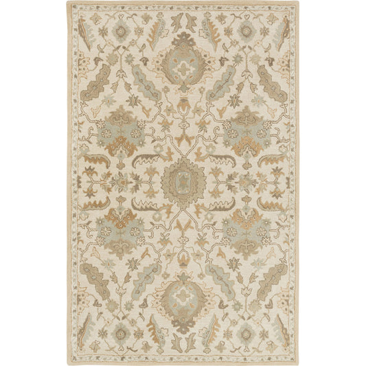 Caesar Rug - 13063 by Livabliss in cream, light brown, dusty sage, light olive. Made from 100% wool in a unique style.