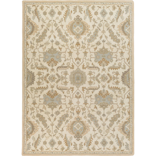 Caesar Rug - 13063 by Livabliss in cream, light brown, dusty sage, light olive. Made from 100% wool in a unique style.