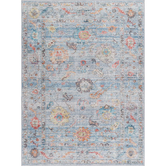 Calhoun Rug - 487750 by Livabliss in denim, slate, gray, aqua, mustard, burnt orange. Made from face: 100% polyester, warp: 100% cotton in a unique style.
