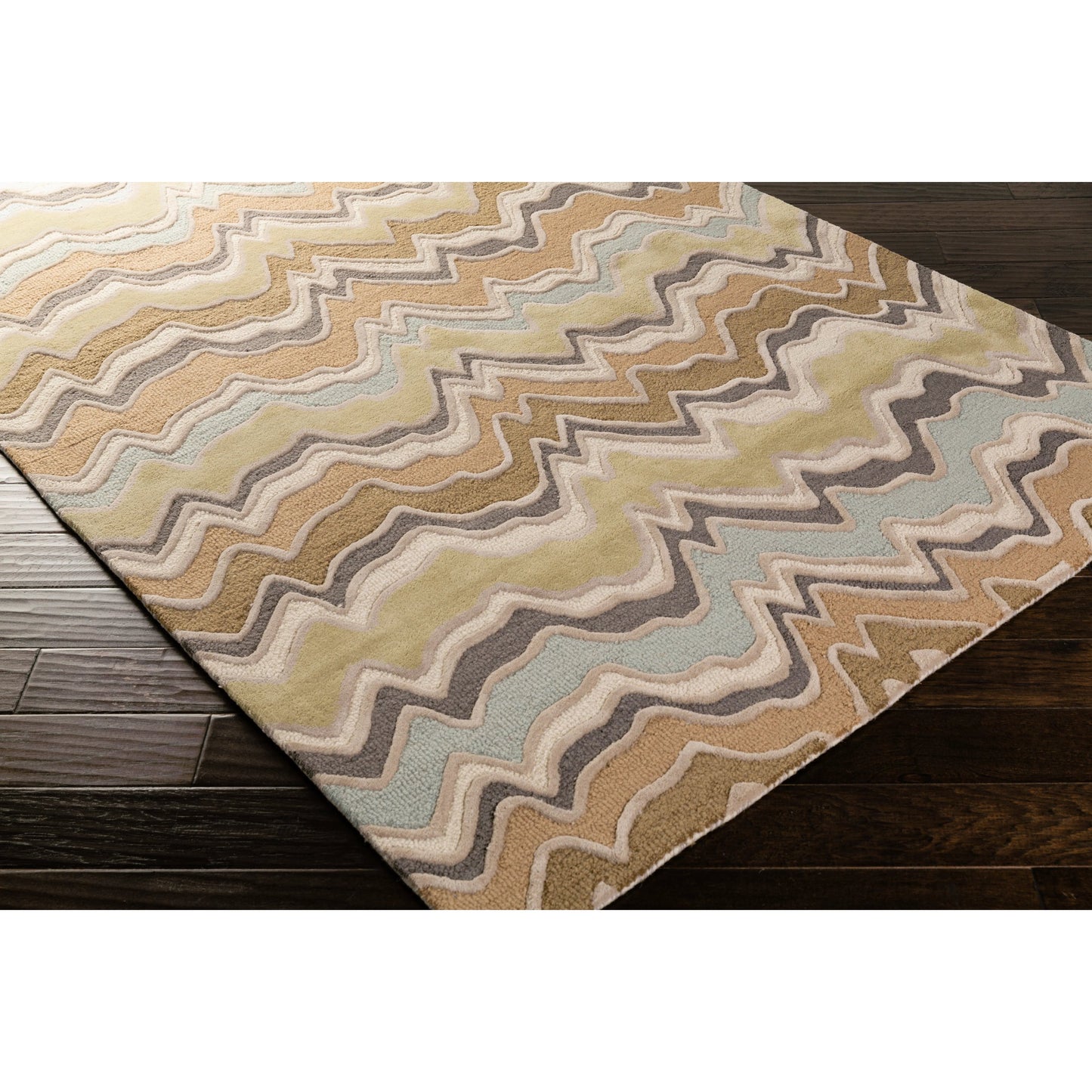 005 46654-9717 | Closeup | CAN-2042 Rug by Surya in light sage, tan, charcoal, dark brown. Made from 100% new zealand wool in a unique style.