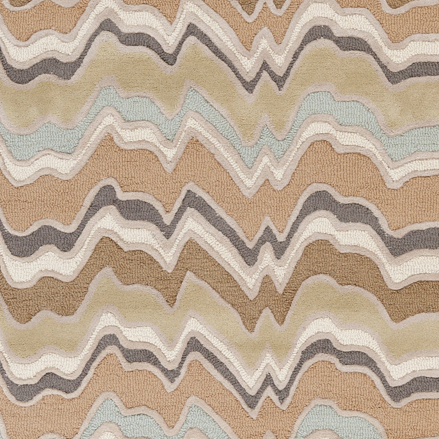 006 46654-9717 | Closeup | CAN-2042 Rug by Surya in light sage, tan, charcoal, dark brown. Made from 100% new zealand wool in a unique style.