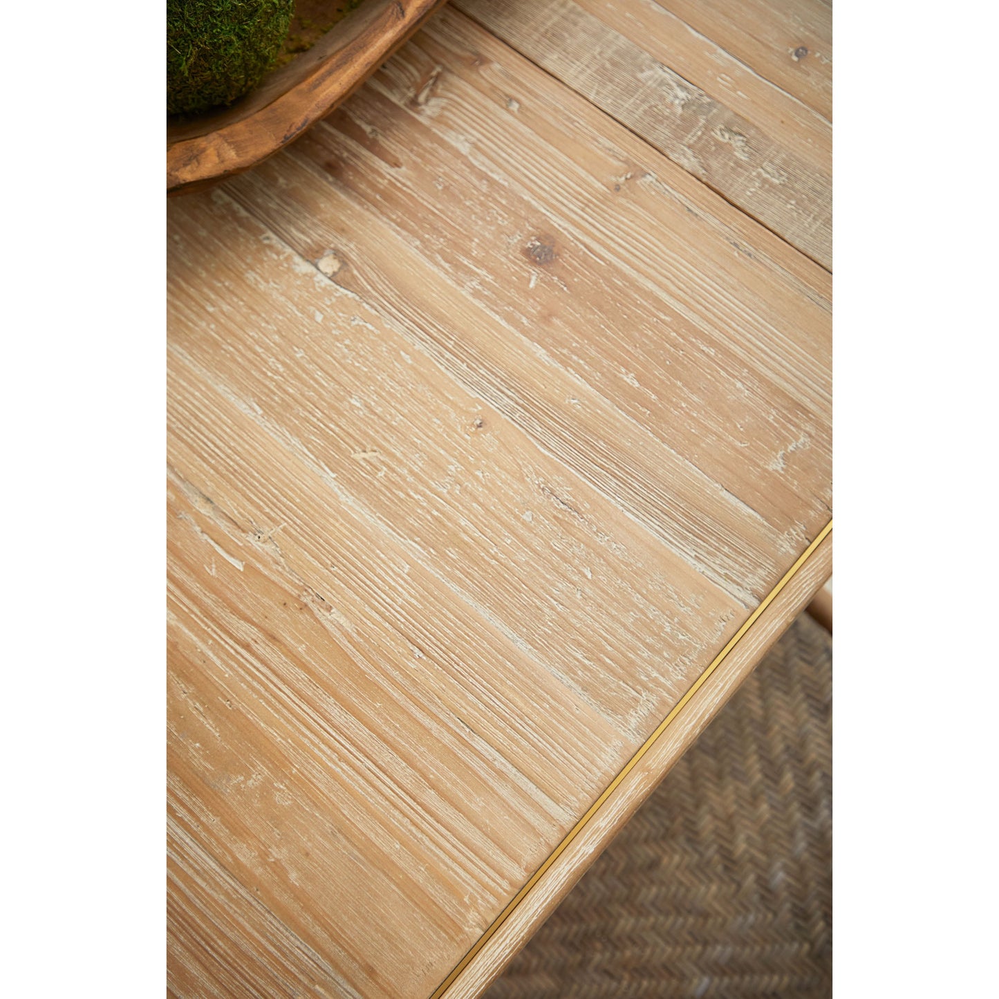 010 SR-387127 | Additional Silo | Canal Dining Table by Essentials For Living in smoke gray pine, brushed gold inlay. Made from reclaimed pine, reclaimed pine veneer, metal in a cottage & farmhouse style.