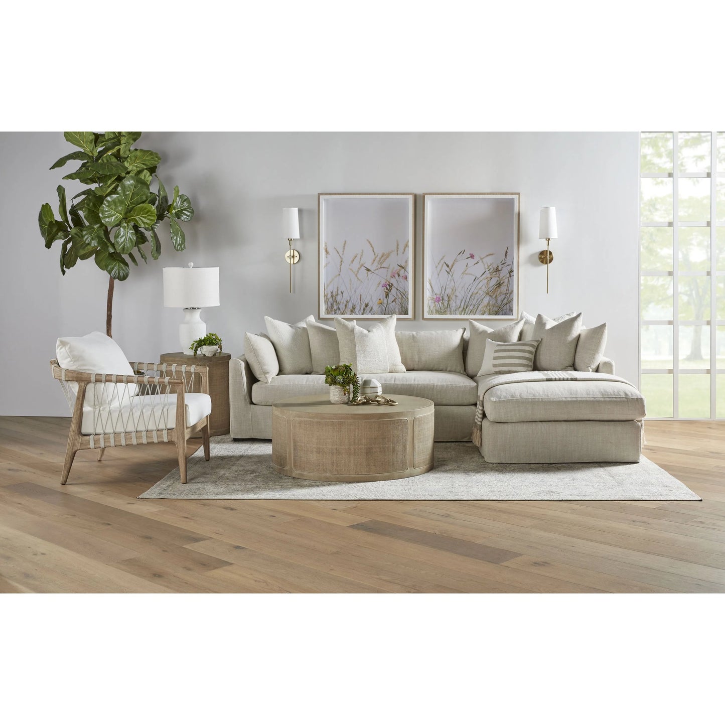 010 SI-1998818 | Lifestyle | Cane Coffee Table by Essentials For Living in smoke gray oak, smoke gray cane. Made from solid reclaimed oak, oak veneer, cane in a cottage & farmhouse style.